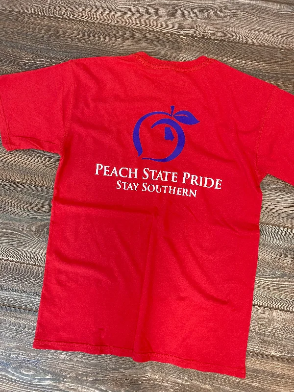 Peach State Pride Stay Southern Red and Blue T-Shirt