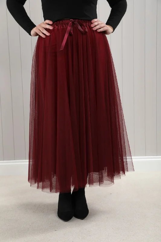 Tulle A-Line Skirt Wine